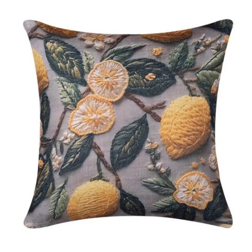 Διακοσμητική Μαξιλαροθήκη Φιγούρας (45x45) Newhome KS553 Λεμόνια