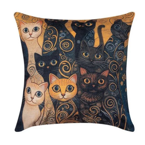 Διακοσμητική Μαξιλαροθήκη Φιγούρας (45x45) Newhome KS611 Μαύρα Γατάκια