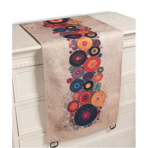 Τραβέρσα με Ψηφιακή Εκτύπωση (40x135) Newhome Runner KS3 με vintage πολύχρωμους κύκλους