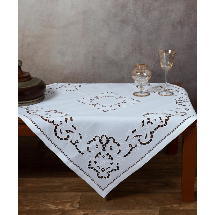 Πετσετάκι (60x60) χειροποίητο κοφτό Newhome Skiros 02 λευκό