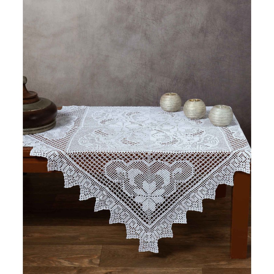 Καρέ (90x90) χειροποίητο μερσεριζέ πλεκτό Newhome Skiros 103 λευκό