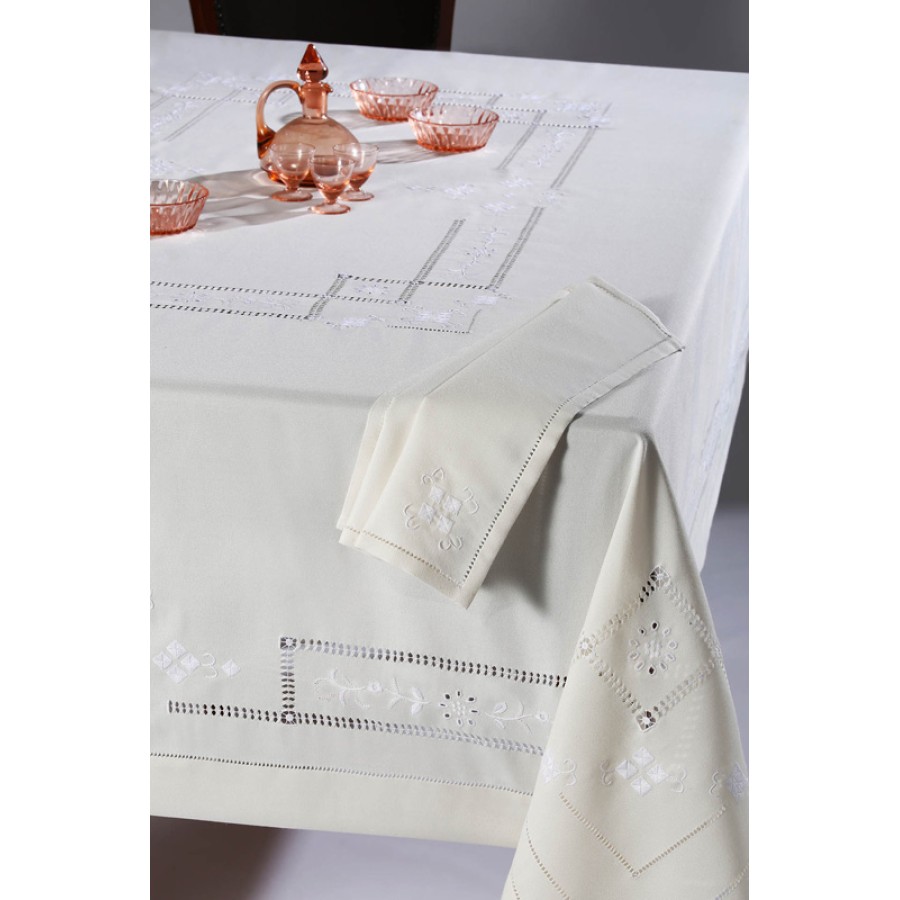 Τραπεζομάντηλο 8 ατόμων (170x220) με πετσέτες φαγητού Newhome Skiros 11045