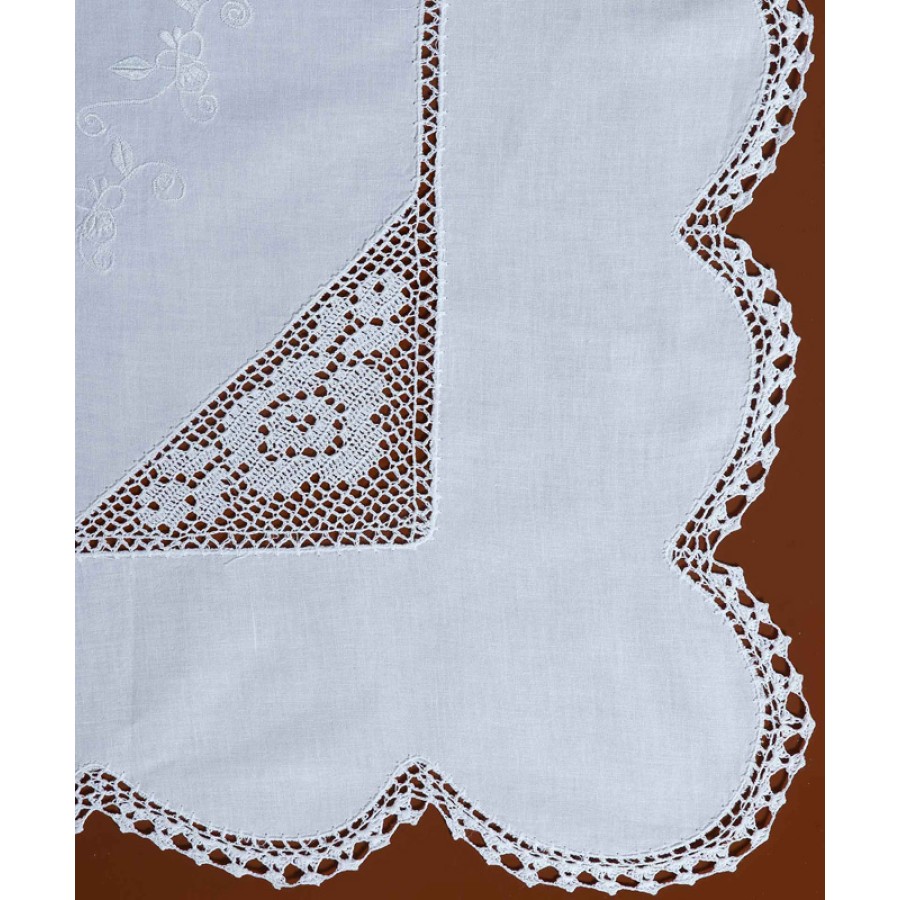 Καρέ (90x90) βαμβακερό με πλεκτό-κροσσέ Newhome Skiros 1153 λευκό