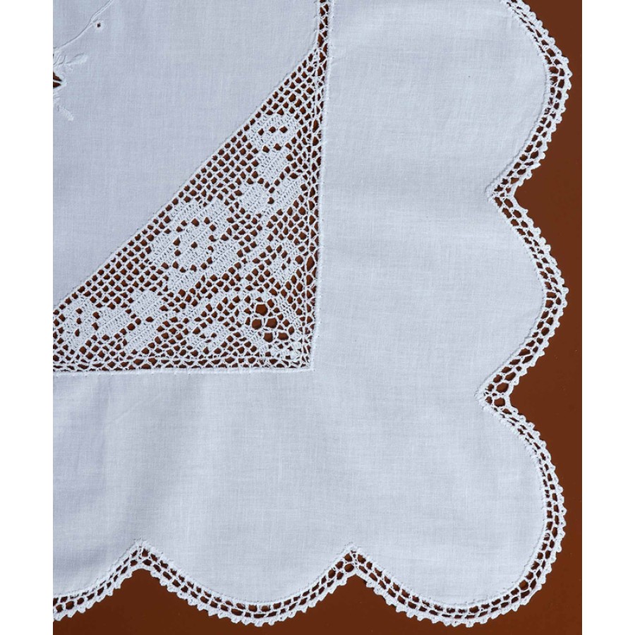 Καρέ (90x90) βαμβακερό με πλεκτό Newhome Skiros 1155 λευκό