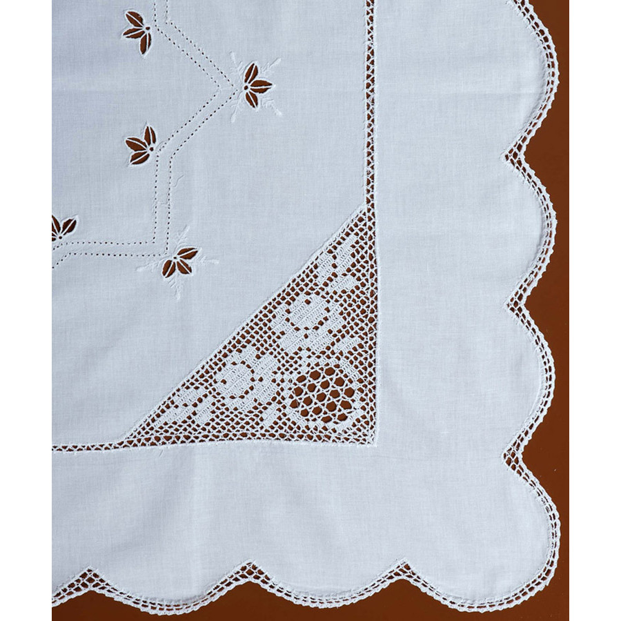 Καρέ (90x90) βαμβακερό με πλεκτό Newhome Skiros 1159 λευκό