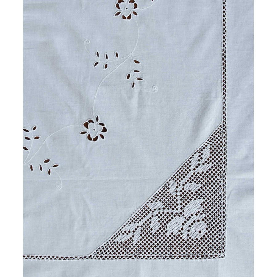 Σετ 7 τεμαχίων (καρέ, σεμέν, τραπεζοκαρέ) Πλεκτό Newhome Skiros 1264 λευκό