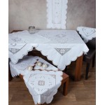 Σετ 7 τεμαχίων (καρέ, σεμέν, τραπεζοκαρέ) Πλεκτό Newhome Skiros 1266 λευκό