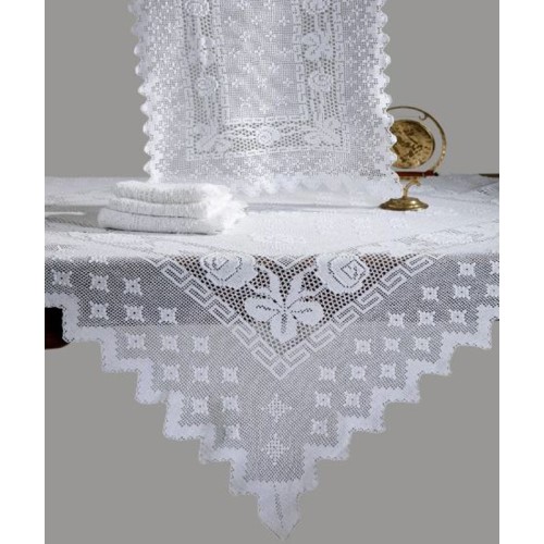 Τραπεζομάντηλο 8 ατόμων (170x230) χειροποίητο πλεκτό Newhome Skiros 187 λευκό