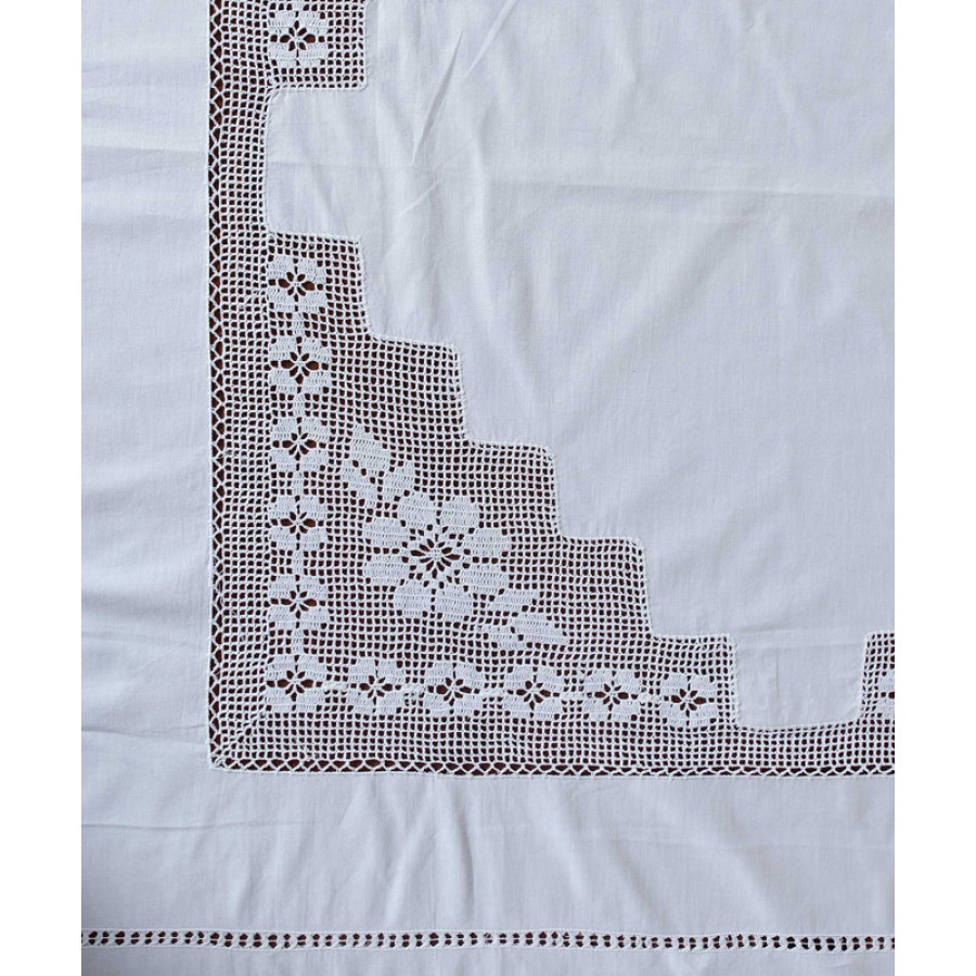 Σετ 7 τεμαχίων (καρέ, σεμέν, τραπεζοκαρέ) Πλεκτό Newhome Skiros) 2253 λευκό