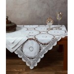 Τραπεζομάντηλο 6 ατόμων (127x175) βαμβακερό με πετσέτες φαγητού, πλεκτό Newhome Skiros 371 λευκό