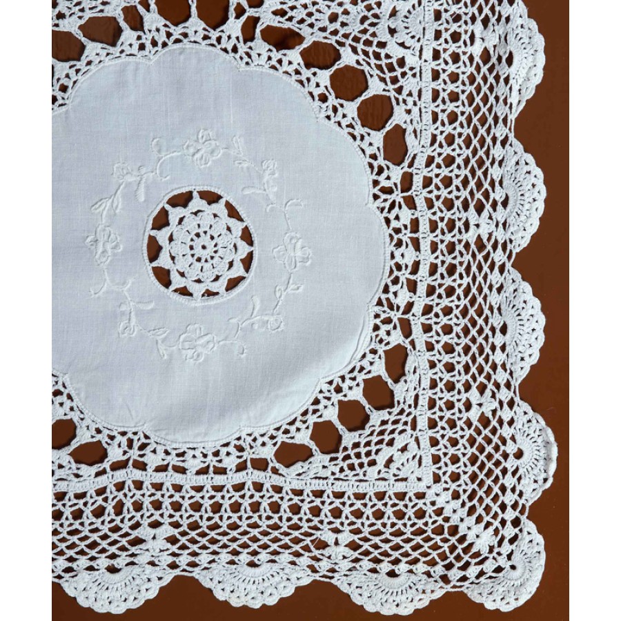 Καρέ (110x110) βαμβακερό με πλεκτό με πετσετάκια Newhome Skiros 371 λευκό