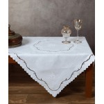 Καρέ (90x90) Χειροποίητo Κοφτό Newhome Skiros 395 Λευκό