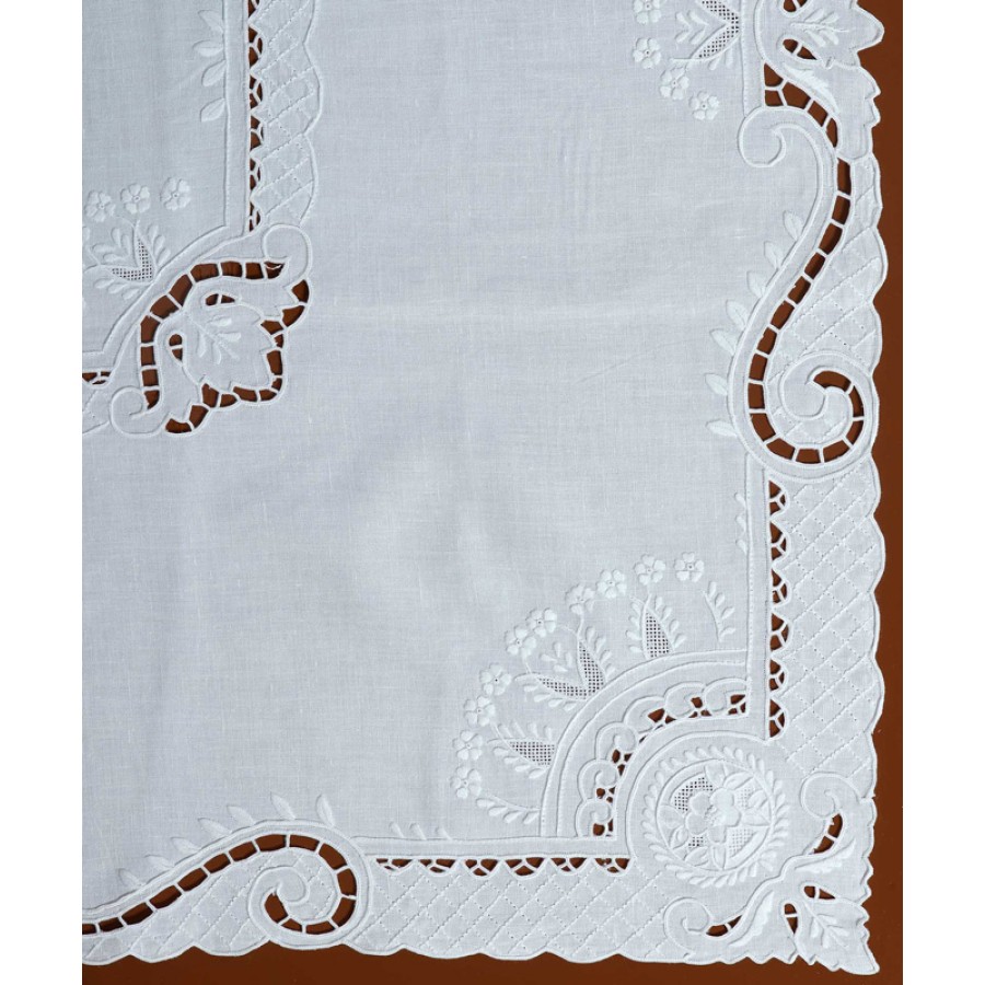 Καρέ (90x90) Χειροποίητo Κοφτό Newhome Skiros 461 Λευκό