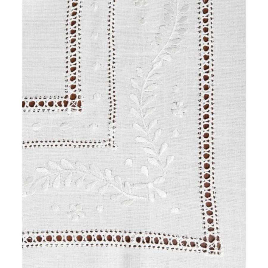 Τραπεζομάντηλο 12 ατόμων (175x265) με πετσέτες φαγητού, κεντητό με διπλό αζούρ Newhome Skiros 601