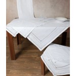 Σετ τραπεζιού 7 τεμαχίων καρέ, σεμέν, κεντητό με διπλό αζούρ Newhome Skiros 601