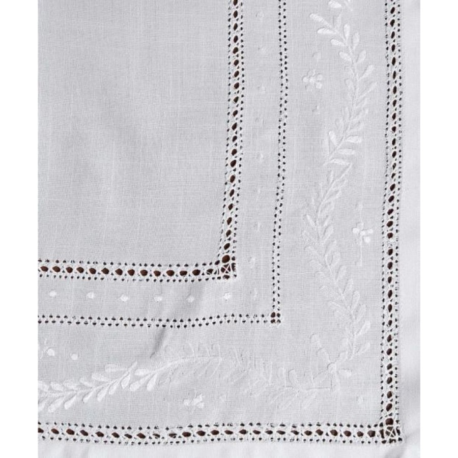 Σετ τραπεζιού 7 τεμαχίων καρέ, σεμέν, κεντητό με διπλό αζούρ Newhome Skiros 601