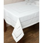 Τραπεζομάντηλο 12 ατόμων (175x315) με πετσέτες φαγητού, κεντητό με διπλό αζούρ Newhome Skiros 602