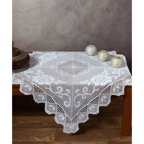 Καρέ (90x90) χειροποίητο μερσεριζέ πλεκτό Newhome Skiros 6125 λευκό