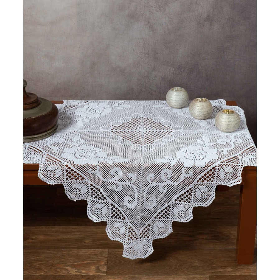 Καρέ (90x90) χειροποίητο μερσεριζέ πλεκτό Newhome Skiros 6125 λευκό