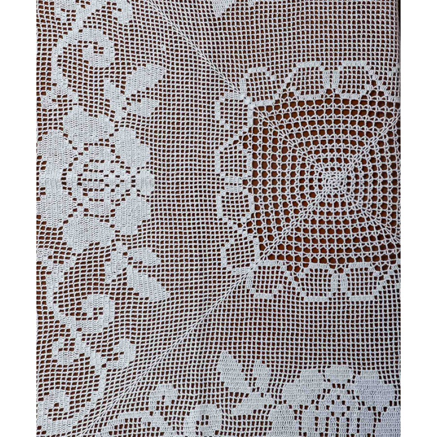 Καρέ (90x90) χειροποίητο μερσεριζέ πλεκτό Newhome Skiros 6125 λευκό