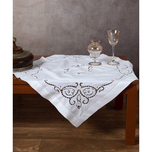 Καρέ (75x75) χειροποίητο κοφτό Newhome Skiros 617 λευκό