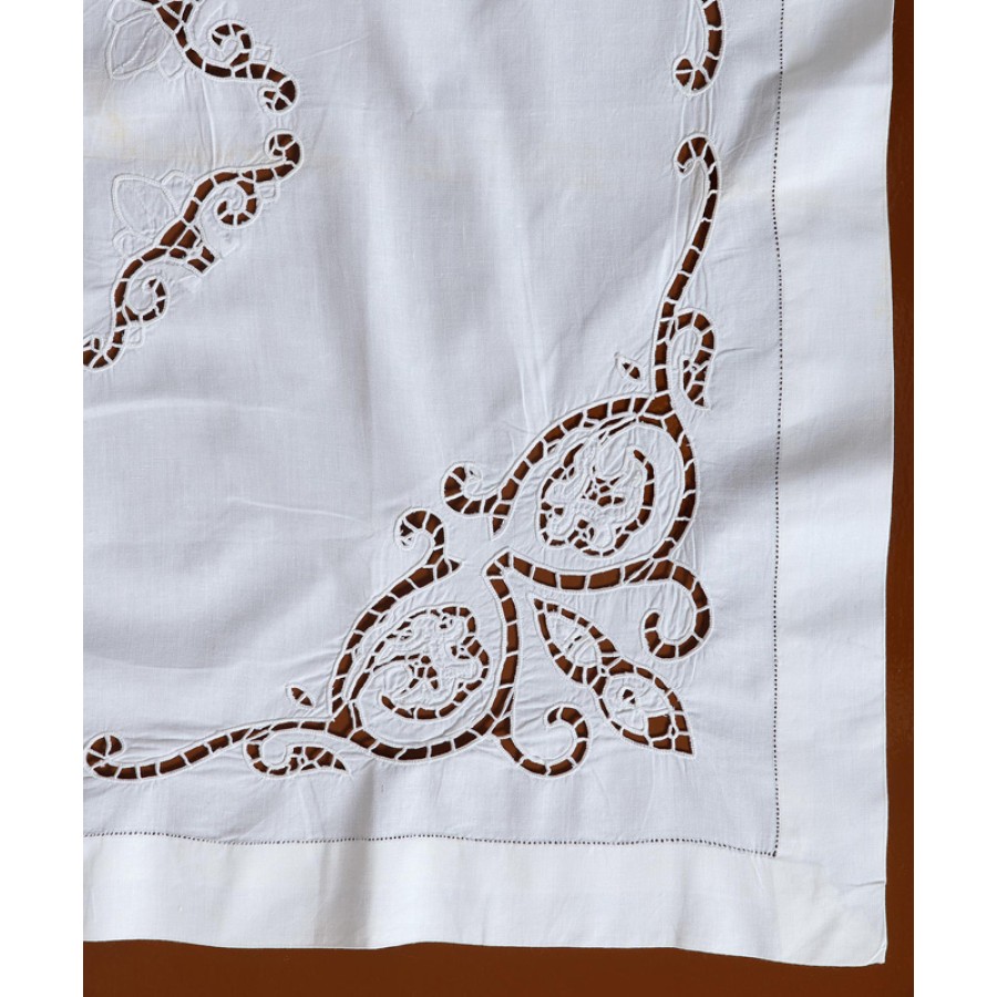 Καρέ (75x75) χειροποίητο κοφτό Newhome Skiros 617 λευκό