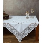 Τραπεζοκαρέ (140x140) χειροποίητο μερσεριζέ πλεκτό Newhome Skiros 6220 λευκό