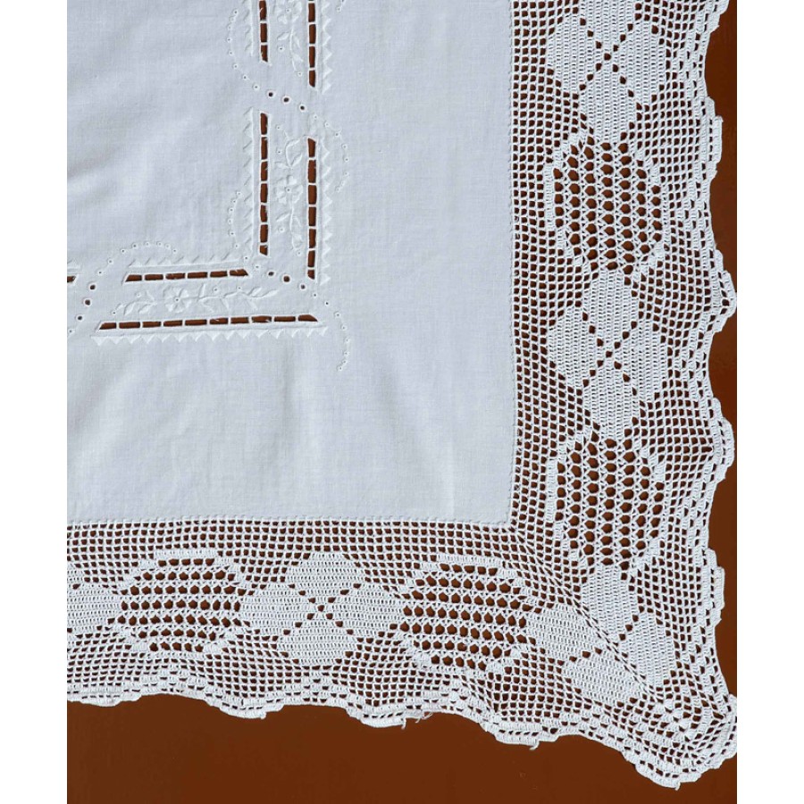 Τραπεζομάντηλο 8 ατόμων (170x170) χειροποίητο μερσεριζέ πλεκτό Newhome Skiros 6220 λευκό