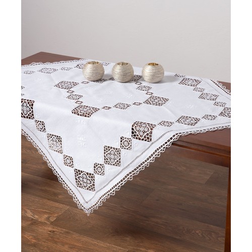 Καρέ (90x90) χειροποίητο Newhome Skiros 641 λευκό