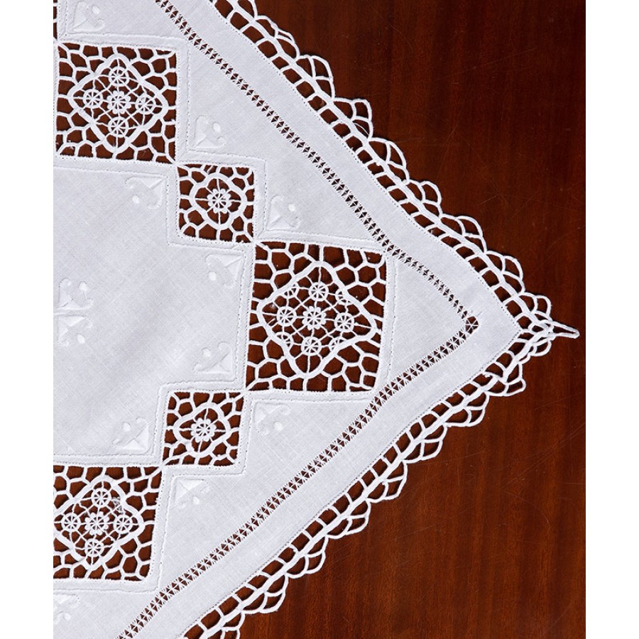 Καρέ (90x90) χειροποίητο Newhome Skiros 641 λευκό