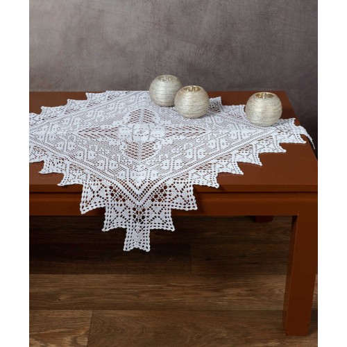 Καρέ (90x90) χειροποίητο μερσεριζέ πλεκτό Newhome Skiros 7957 λευκό