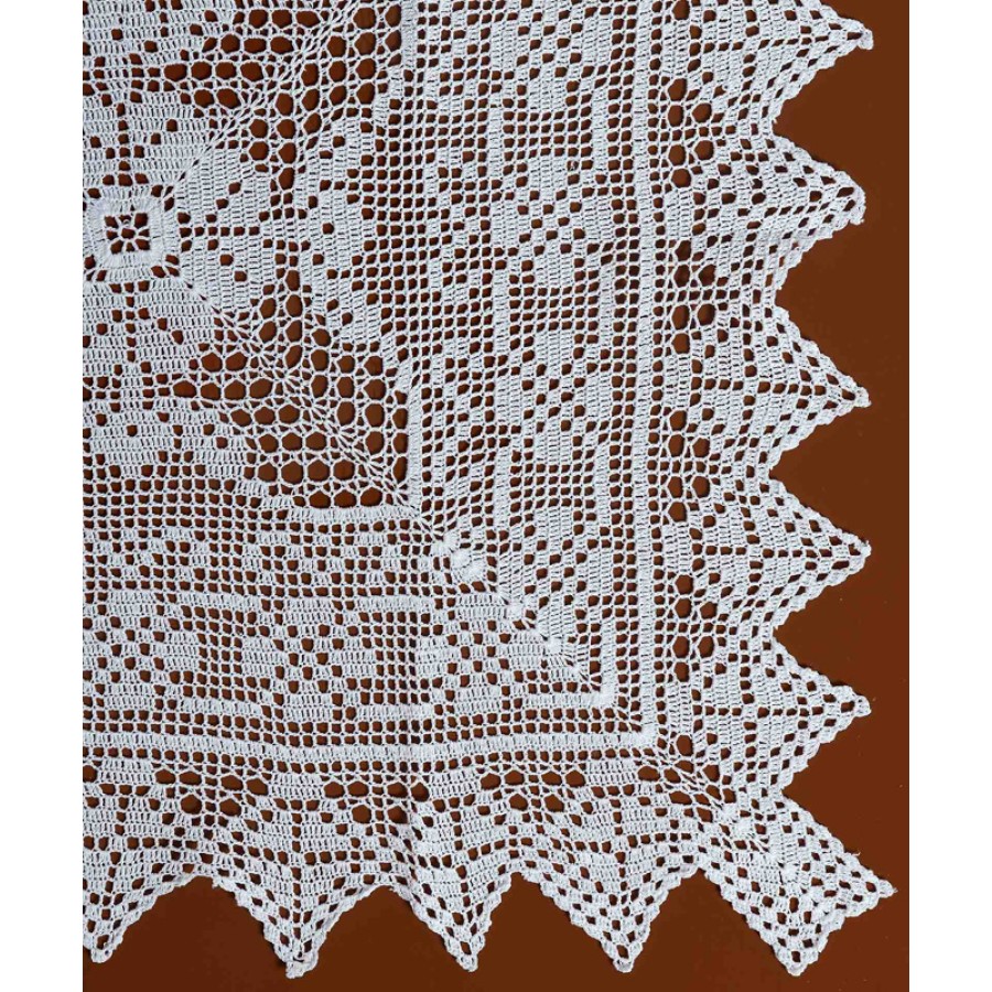 Καρέ (90x90) χειροποίητο μερσεριζέ πλεκτό Newhome Skiros 7957 λευκό