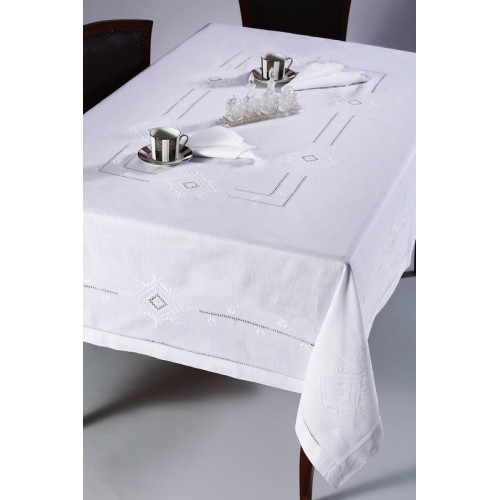 Τραπεζομάντηλο 8 ατόμων (170x220) με πετσέτες φαγητού Newhome Skiros 8122 λευκό