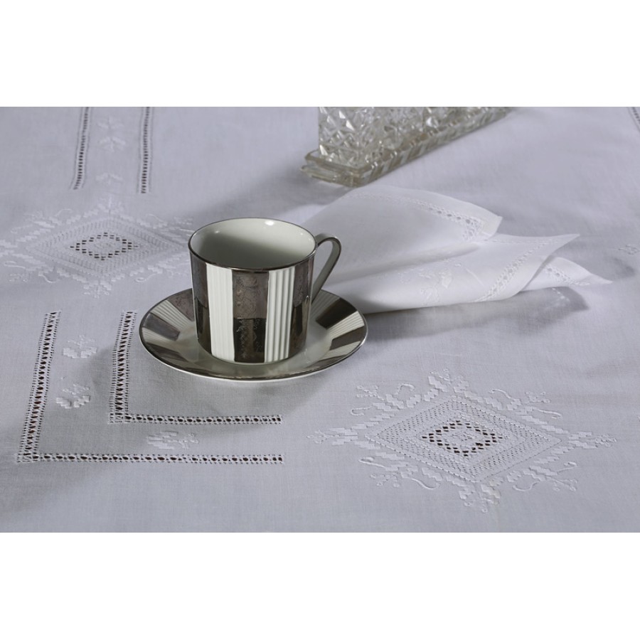 Τραπεζομάντηλο 8 ατόμων (170x220) με πετσέτες φαγητού Newhome Skiros 8122 λευκό