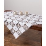 Καρέ (90x90) χειροποίητο με δαντέλα Newhome Skiros 8509 λευκό