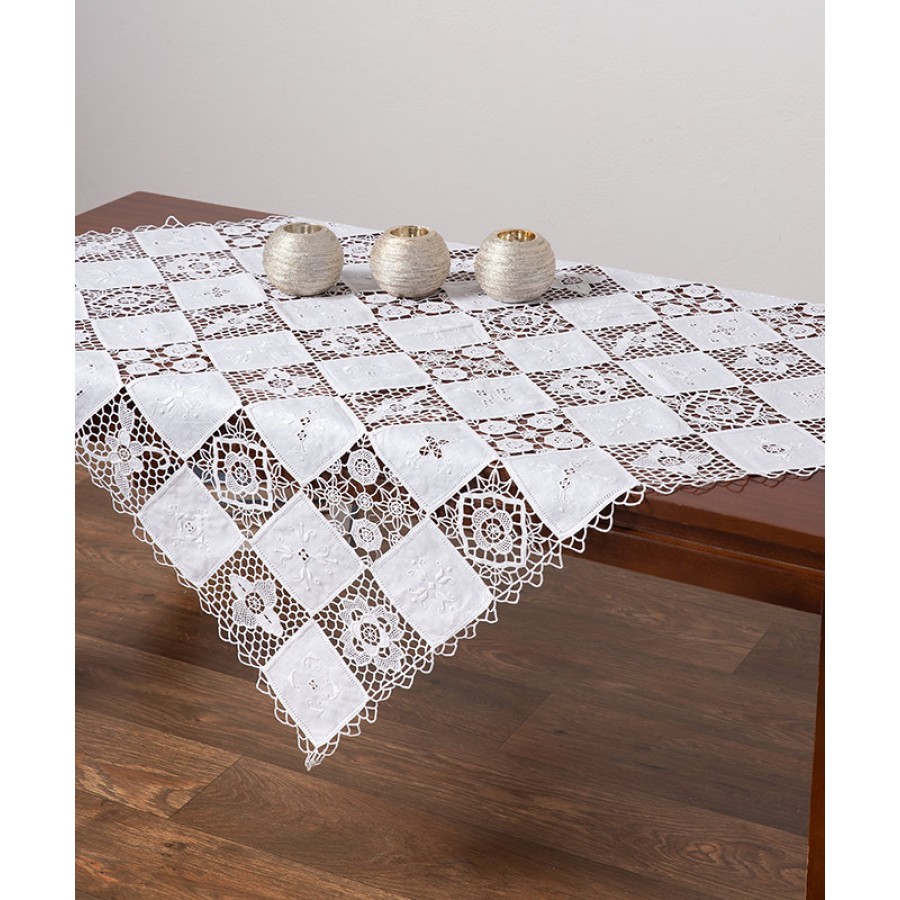 Σετ σεμέν 3 τεμαχίων χειροποίητο Newhome Skiros 8509 λευκό