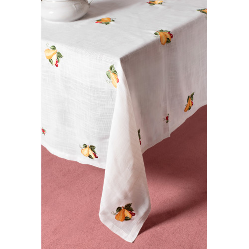 Τραπεζομάντηλο 6 Ατόμων (140x180) με Κέντημα Αχλάδια Newhome 871