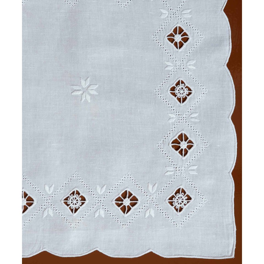 Καρέ (90x90) χειροποίητο Newhome Skiros 882 λευκό