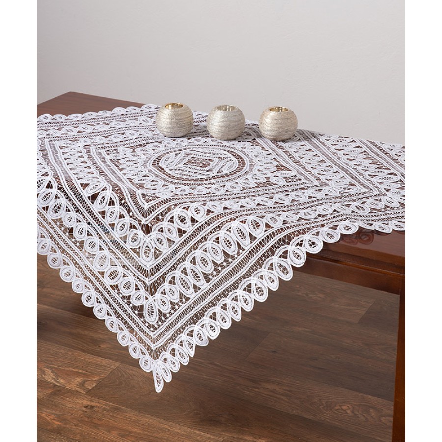 Πετσετάκι (60x60) χειροποίητο λασέ Newhome Skiros 9175 Λευκό