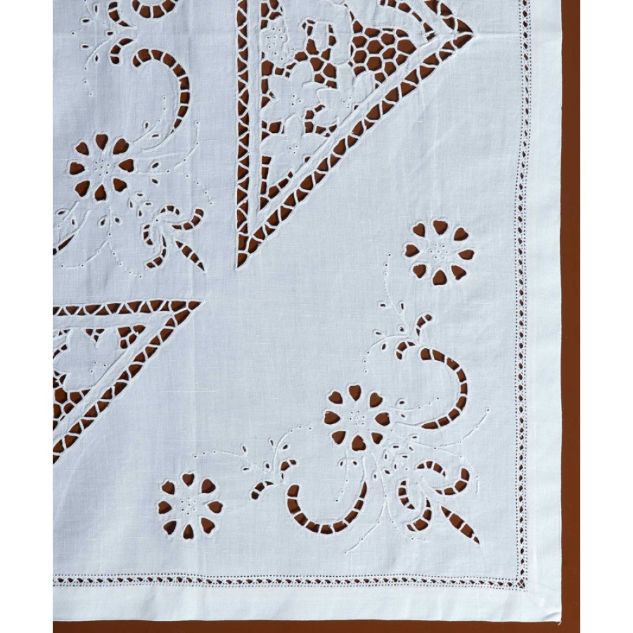 Καρέ (90x90) Χειροποίητo Κοφτό Newhome Skiros 92157 Λευκό