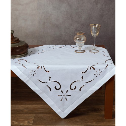 Καρέ (75x75) κοφτό βαμβακερό Newhome Skiros 9415 75x75 λευκό