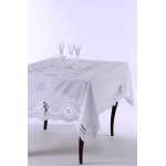 Τραπεζοκαρέ (140x140) χειροποίητο λινό Newhome Skiros ACT8 λευκό