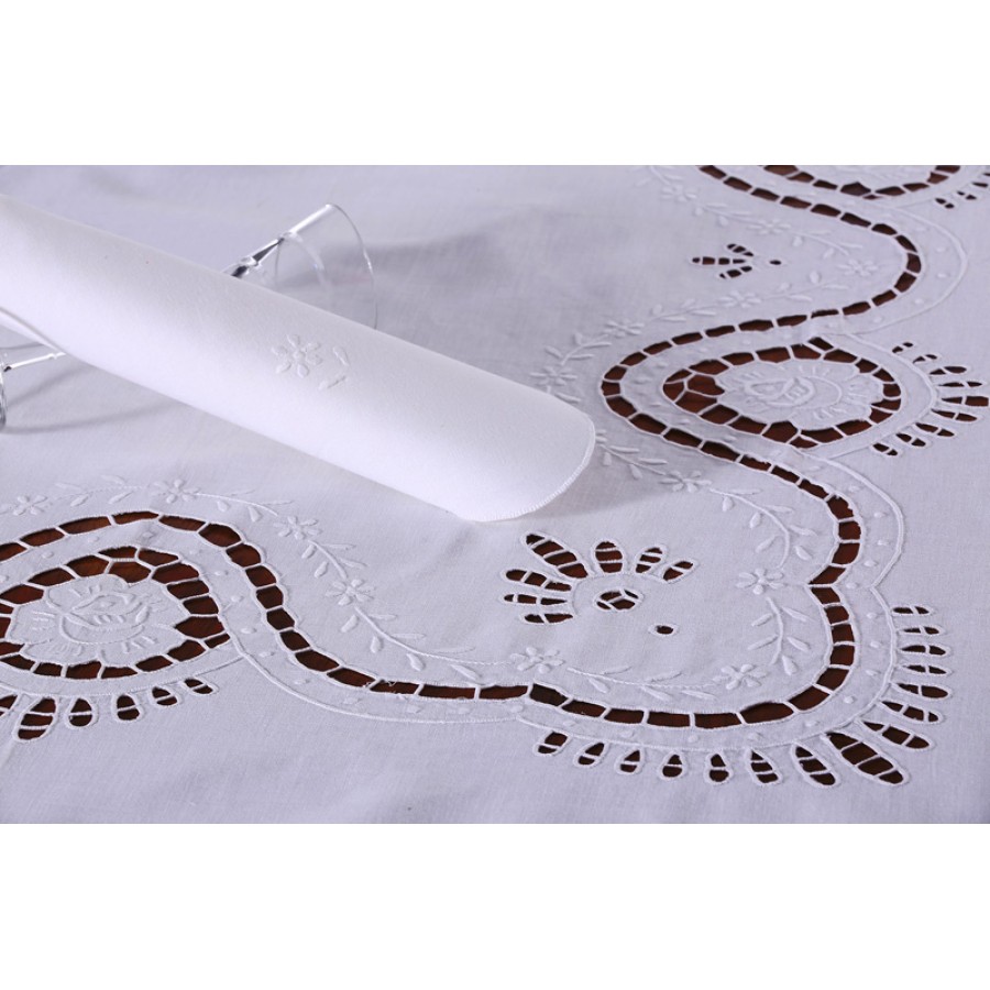 Τραπεζομάντηλο 8 ατόμων (170x220) χειροποίητο λινό με πετσέτες φαγητού Newhome Skiros ACT8 λευκό Τραπεζομάντηλο 8 ατόμων (170x220) χειροποίητο λινό με πετσέτες φαγητού Newhome Skiros ACT8 λευκό