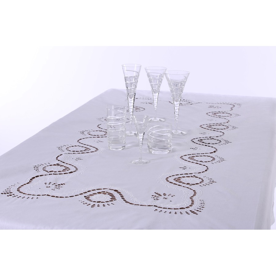 Τραπεζομάντηλο 8 ατόμων (170x220) χειροποίητο λινό με πετσέτες φαγητού Newhome Skiros ACT8 λευκό Τραπεζομάντηλο 8 ατόμων (170x220) χειροποίητο λινό με πετσέτες φαγητού Newhome Skiros ACT8 λευκό