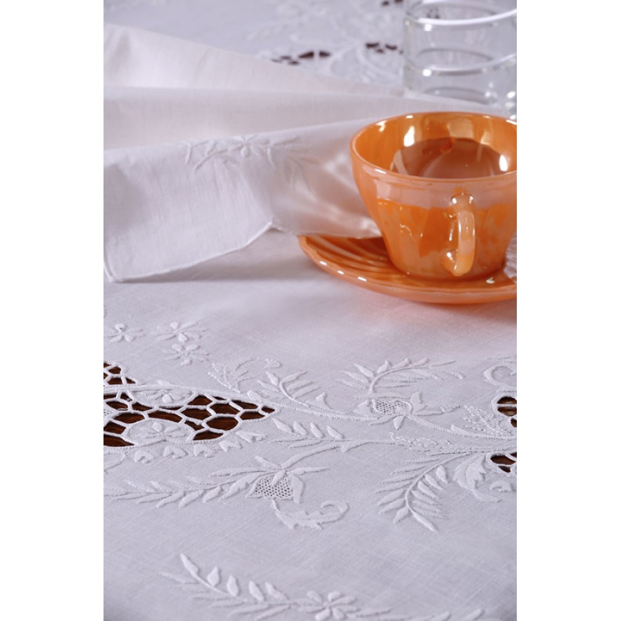 Τραπεζομάντηλο 12 ατόμων (170x270) με πετσέτες φαγητού Newhome Skiros NS168/1 λευκό