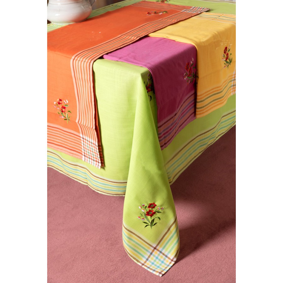 Τραπεζοκαρέ (140x140) μονόχρωμο κεντητό Newhome WKY-L πράσινο