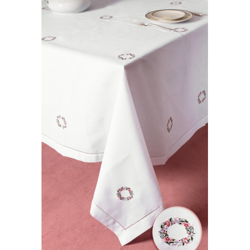 Τραβέρσα (45x150) με Αζούρ και Κέντημα Στεφανάκια Newhome YL1005