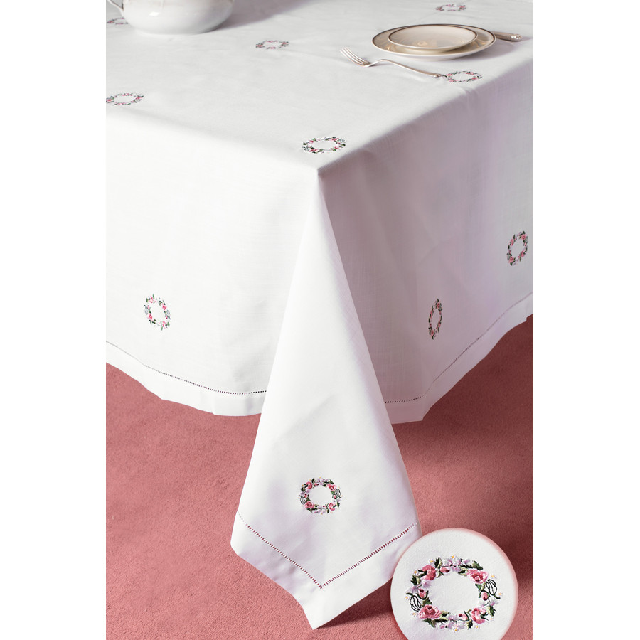 Τραβέρσα (45x150) με Αζούρ και Κέντημα Στεφανάκια Newhome YL1005