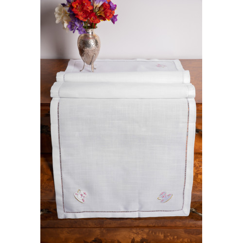 Τραβέρσα (45x150) με Αζούρ και Κέντημα (κούπα καφέ) Newhome YL1009