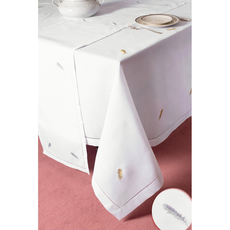 Καρέ (100x100) με Αζούρ και Κέντημα Πούπουλο Newhome YL1011 Ασημί